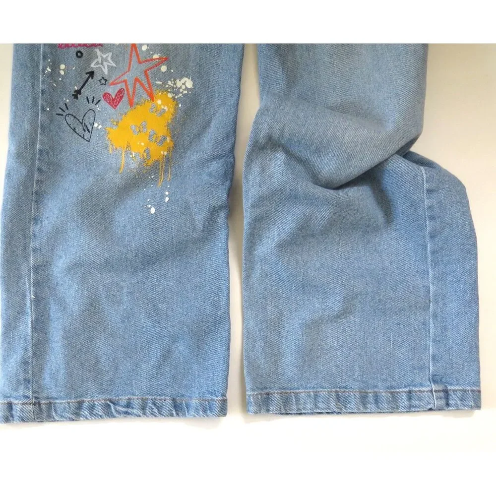Art Class Girl's High Rise Wide Leg Graffiti Jeans  Size 14 EUC - Picture 12 of 12